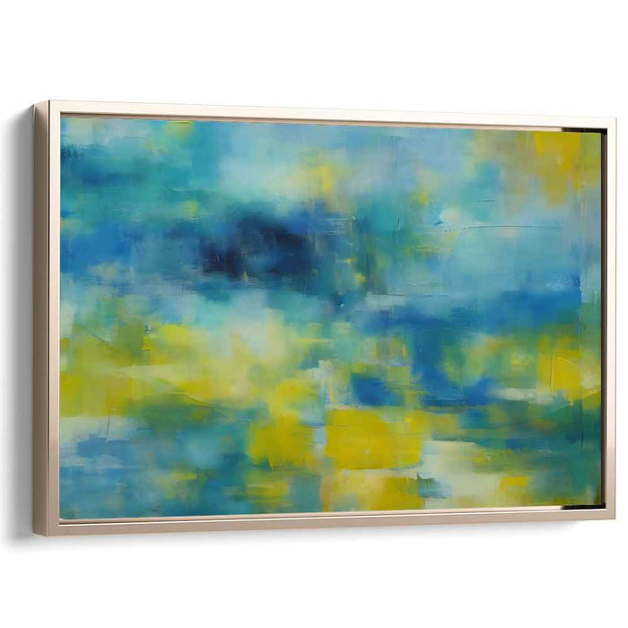 Twinned Motion: Abstract Expressionist Blue and Yellow Canvas Art Print