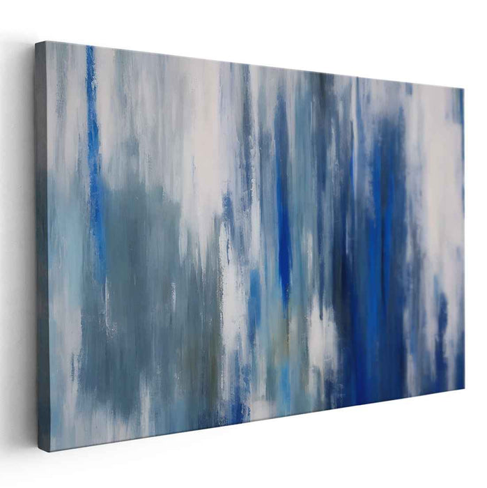 Azure Pulse Abstract: Abstract Blue Vertical Strokes Canvas Art Print