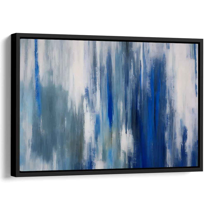 Azure Pulse Abstract: Abstract Blue Vertical Strokes Canvas Art Print