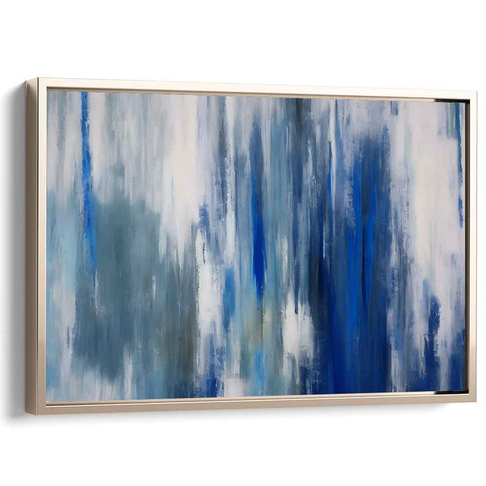 Azure Pulse Abstract: Abstract Blue Vertical Strokes Canvas Art Print
