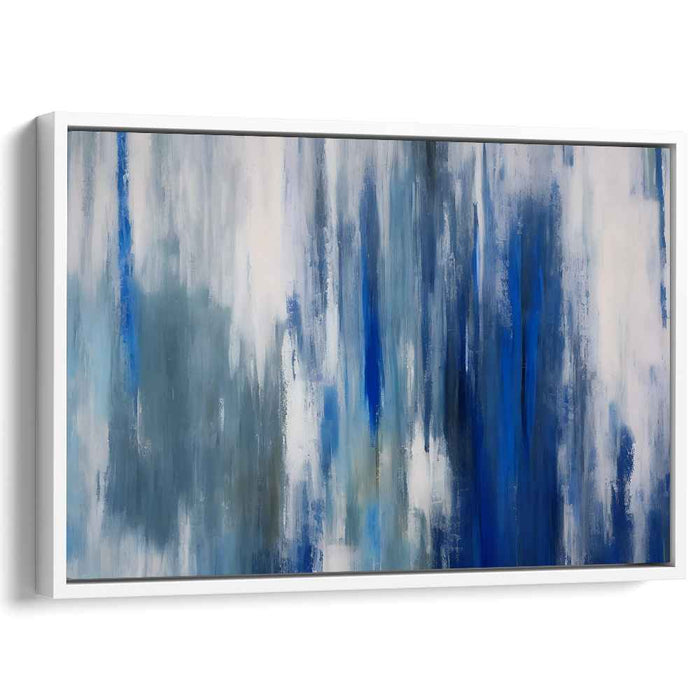 Azure Pulse Abstract: Abstract Blue Vertical Strokes Canvas Art Print