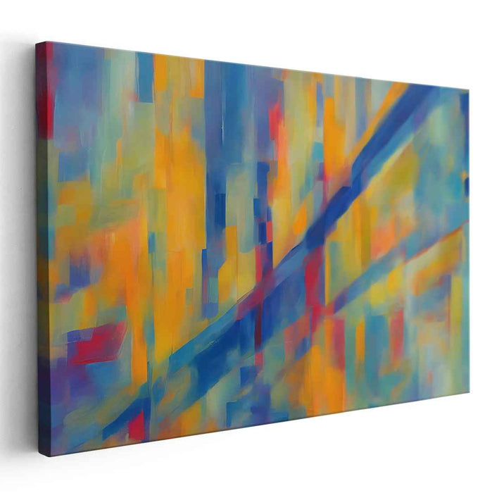 Luminous Intersections: Modern Abstract Canvas Art in Blue and Orange