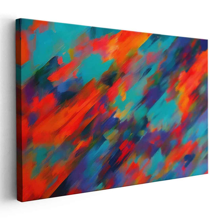 Vibrant Chromatic Wave Fusion: Abstract Expressionist Color Burst Canvas Art
