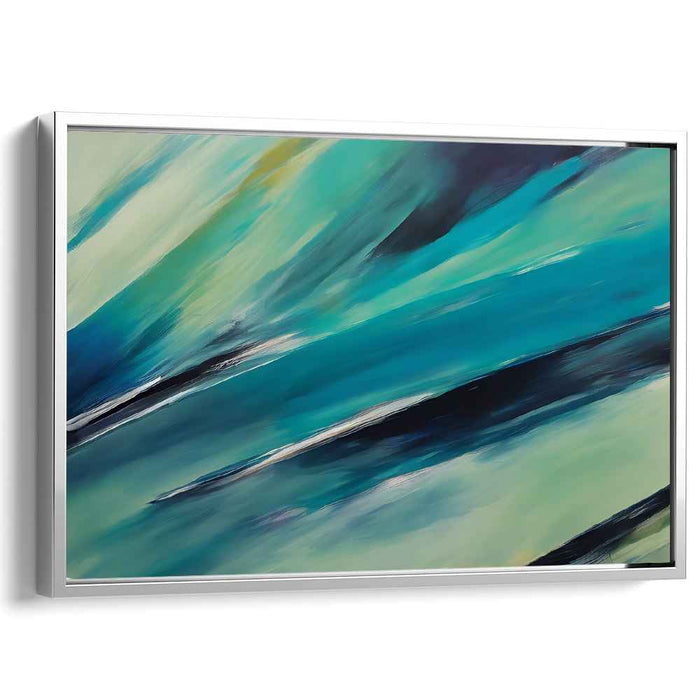 Whispers of the Seafoam Mist: Teal and Turquoise Abstract Canvas Art Print