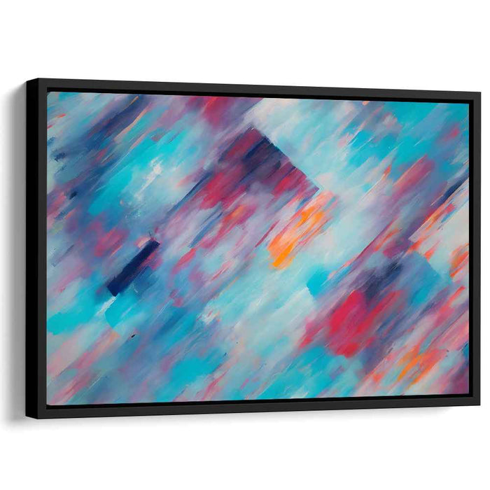 Turquoise Fusion: Abstract Turquoise and Crimson Canvas Art Print