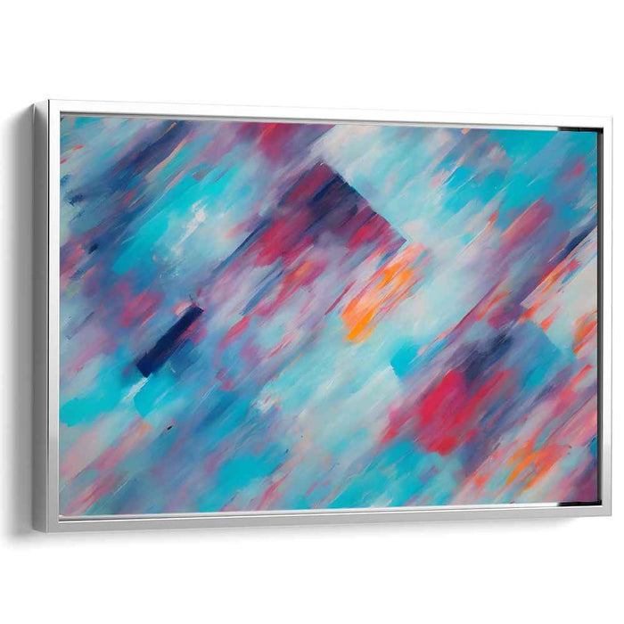 Turquoise Fusion: Abstract Turquoise and Crimson Canvas Art Print