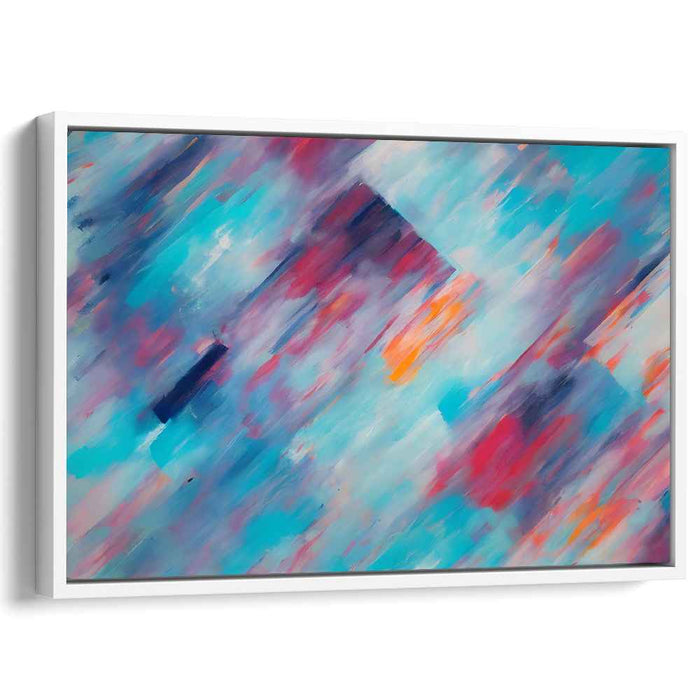 Turquoise Fusion: Abstract Turquoise and Crimson Canvas Art Print