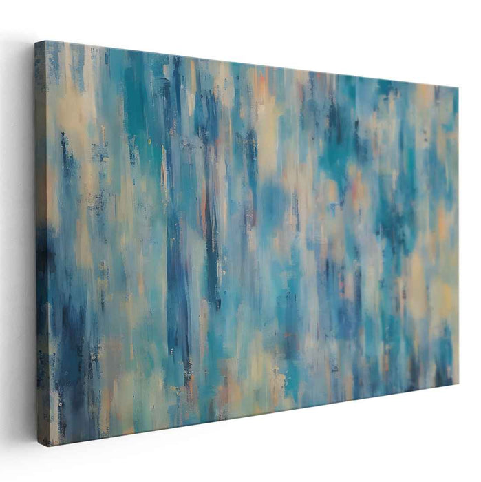 Essence of Emotion: Abstract Expressionist Blue and Cream Canvas Art