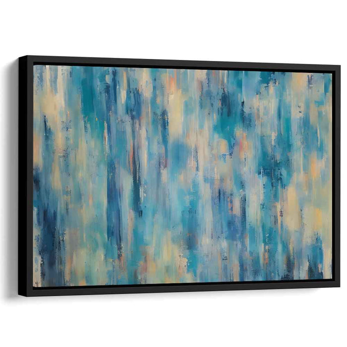 Essence of Emotion: Abstract Expressionist Blue and Cream Canvas Art
