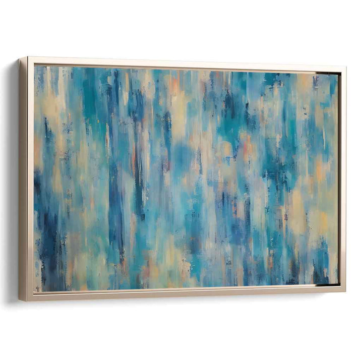 Essence of Emotion: Abstract Expressionist Blue and Cream Canvas Art