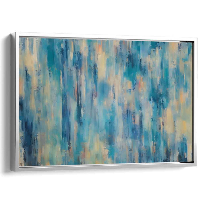 Essence of Emotion: Abstract Expressionist Blue and Cream Canvas Art