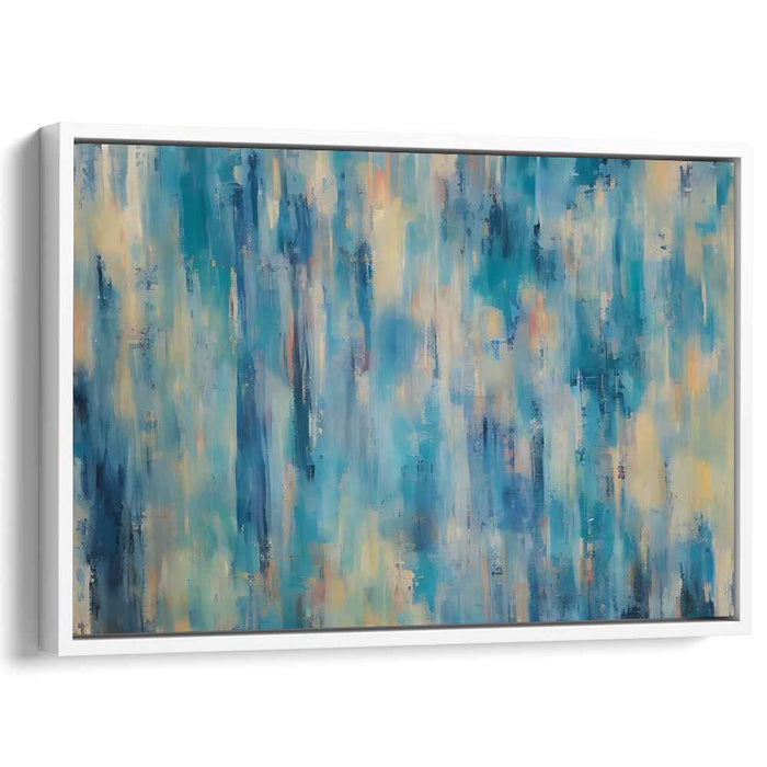 Essence of Emotion: Abstract Expressionist Blue and Cream Canvas Art