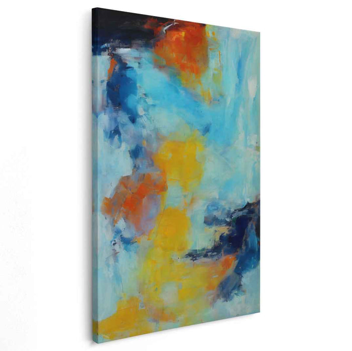 Infinite Embrace: Abstract Expressionist Blue and Orange Canvas Art Print