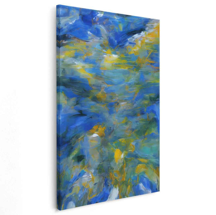 Skydance Symphony: Abstract Expressionist Blue and Yellow Canvas Art Print