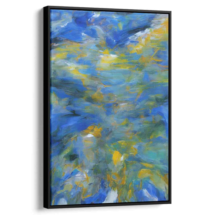 Skydance Symphony: Abstract Expressionist Blue and Yellow Canvas Art Print
