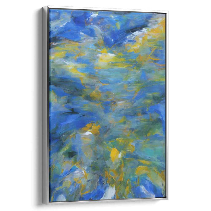 Skydance Symphony: Abstract Expressionist Blue and Yellow Canvas Art Print