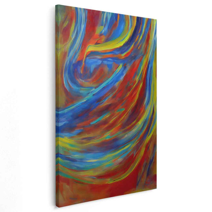 Vibrant Serenity Cobalt Sonata: Abstract Expressionist Symphony in Blue and Red Canvas Art