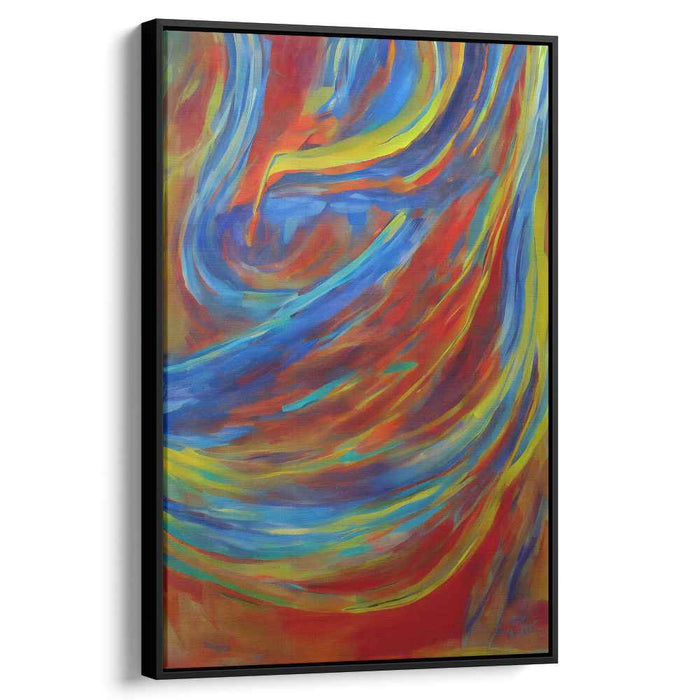Vibrant Serenity Cobalt Sonata: Abstract Expressionist Symphony in Blue and Red Canvas Art