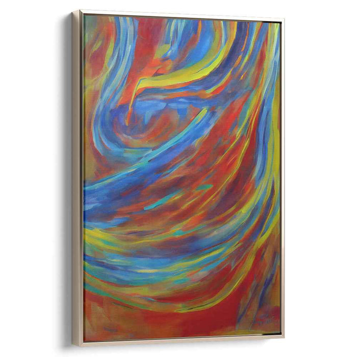 Vibrant Serenity Cobalt Sonata: Abstract Expressionist Symphony in Blue and Red Canvas Art