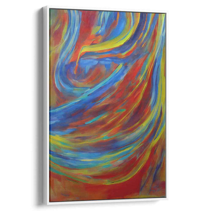 Vibrant Serenity Cobalt Sonata: Abstract Expressionist Symphony in Blue and Red Canvas Art