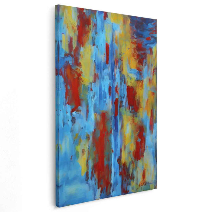 Passion in Motion: Abstract Expressionist Red and Blue Canvas Art Print