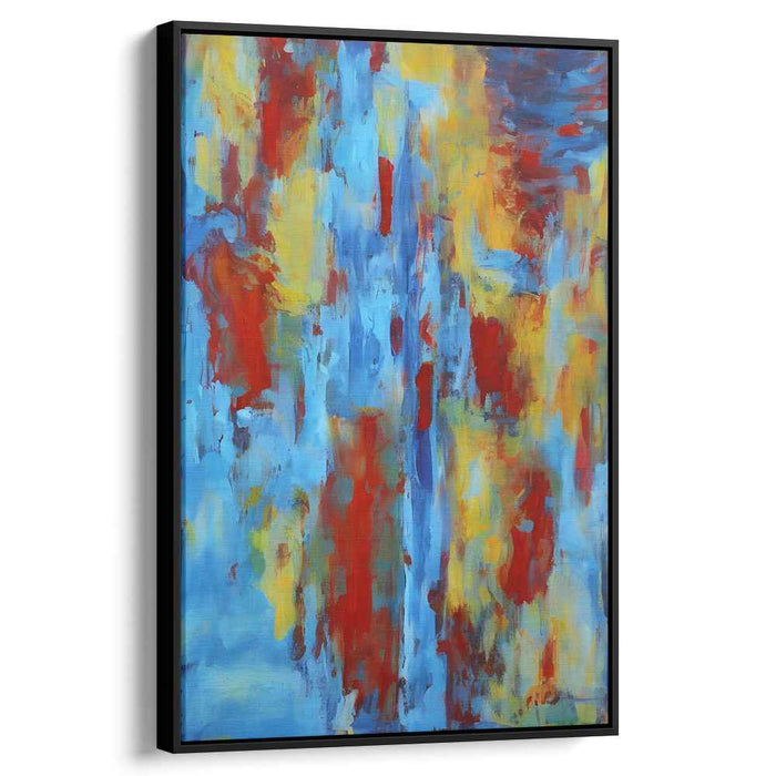 Passion in Motion: Abstract Expressionist Red and Blue Canvas Art Print