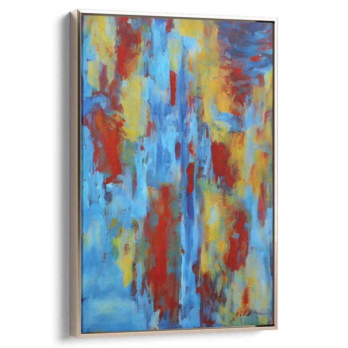 Passion in Motion: Abstract Expressionist Red and Blue Canvas Art Print