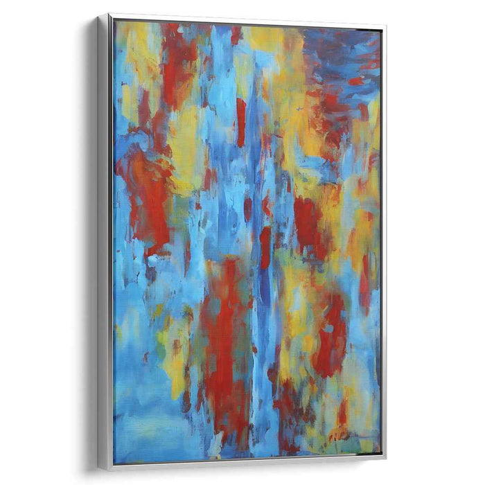 Passion in Motion: Abstract Expressionist Red and Blue Canvas Art Print