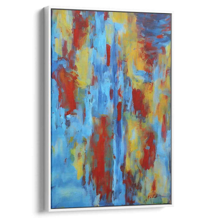 Passion in Motion: Abstract Expressionist Red and Blue Canvas Art Print