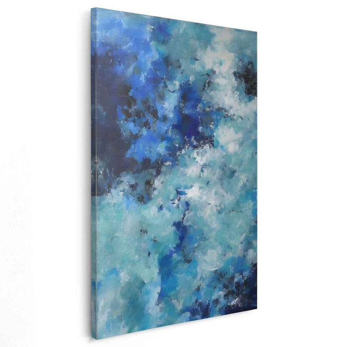Midnight Mirrors: Abstract Expressionist Blue Canvas Art Print