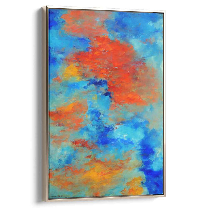 Whispers of Azure Flames: Abstract Symphony in Blue and Orange Canvas Art Print