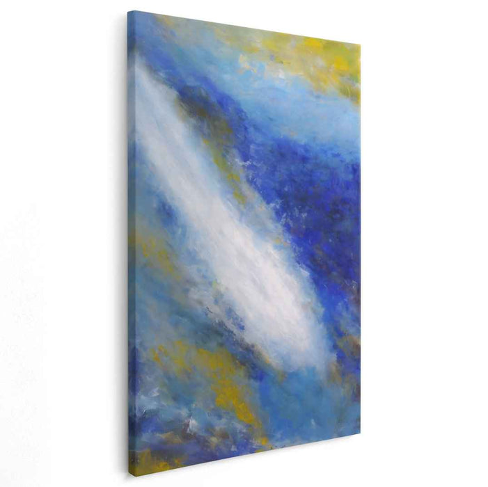 Oceanic Cascade: Abstract Blue and White Dynamic Canvas Art