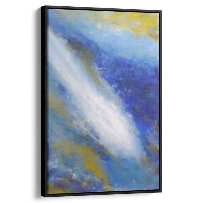 Oceanic Cascade: Abstract Blue and White Dynamic Canvas Art