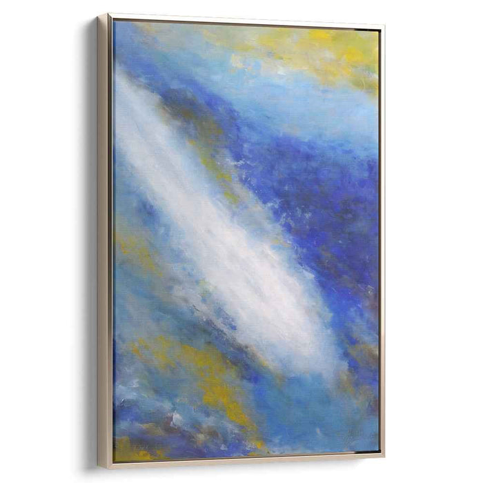 Oceanic Cascade: Abstract Blue and White Dynamic Canvas Art