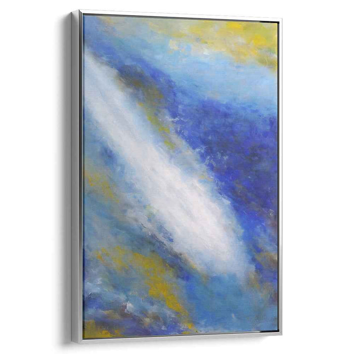 Oceanic Cascade: Abstract Blue and White Dynamic Canvas Art