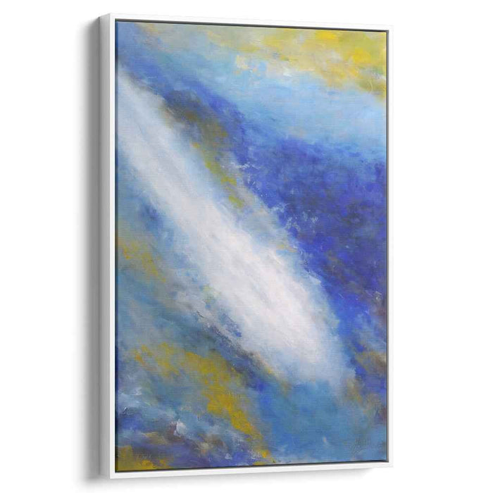 Oceanic Cascade: Abstract Blue and White Dynamic Canvas Art