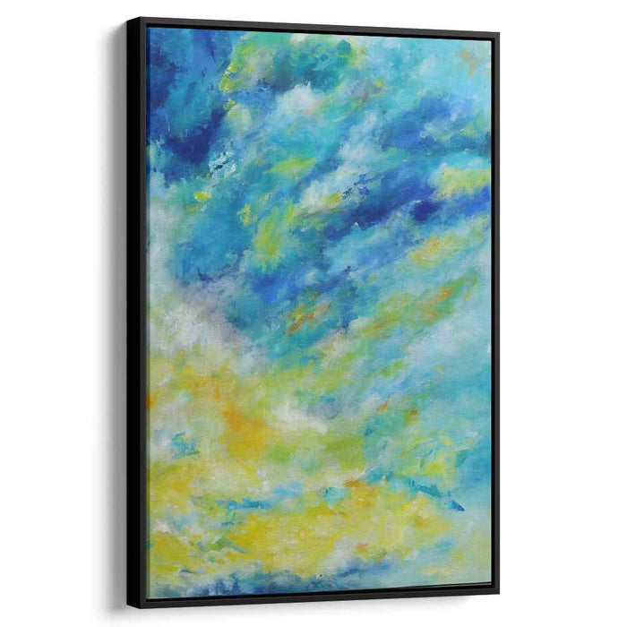 Chromatic Dance in Hues: Abstract Expressionist Blue and Yellow Canvas Art Print