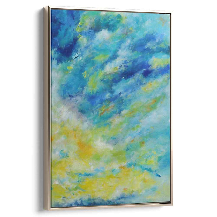 Chromatic Dance in Hues: Abstract Expressionist Blue and Yellow Canvas Art Print