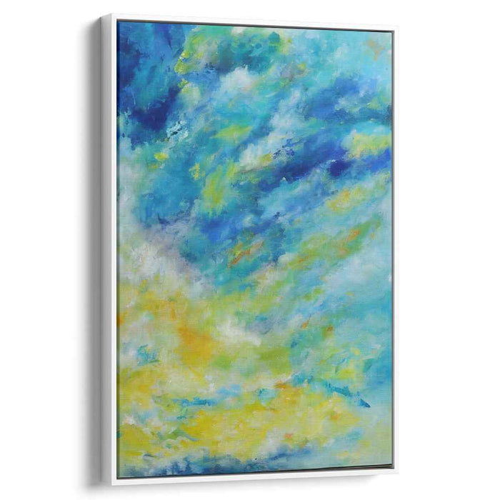 Chromatic Dance in Hues: Abstract Expressionist Blue and Yellow Canvas Art Print