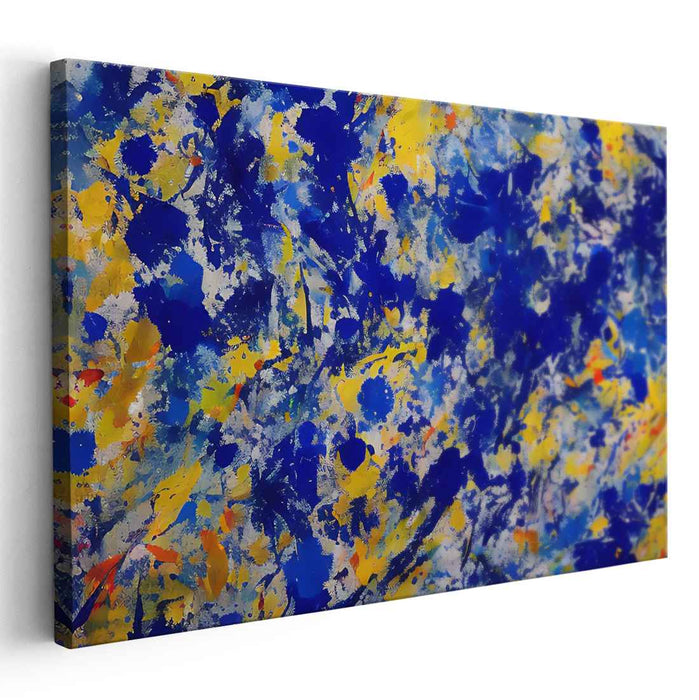 Vivid Current Emotions: Abstract Expressionist Blue and Yellow Canvas Art Print