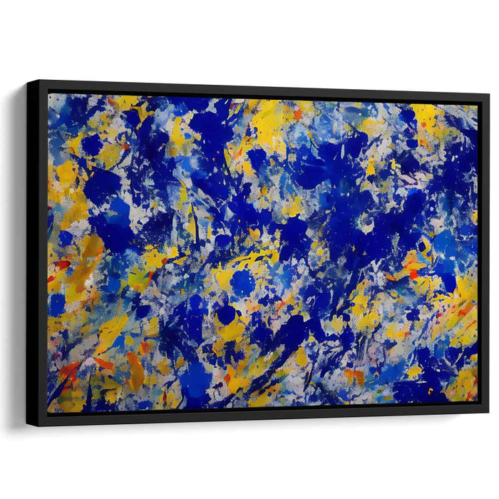 Vivid Current Emotions: Abstract Expressionist Blue and Yellow Canvas Art Print