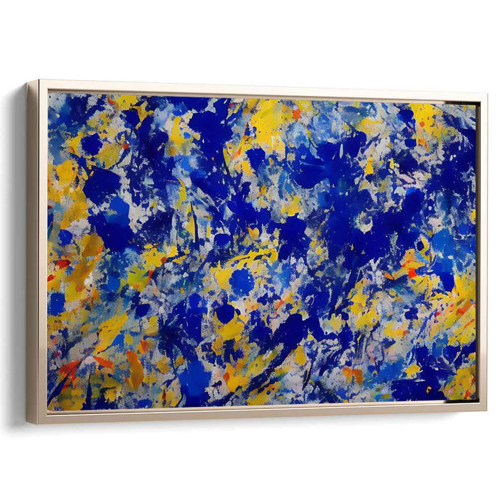 Vivid Current Emotions: Abstract Expressionist Blue and Yellow Canvas Art Print