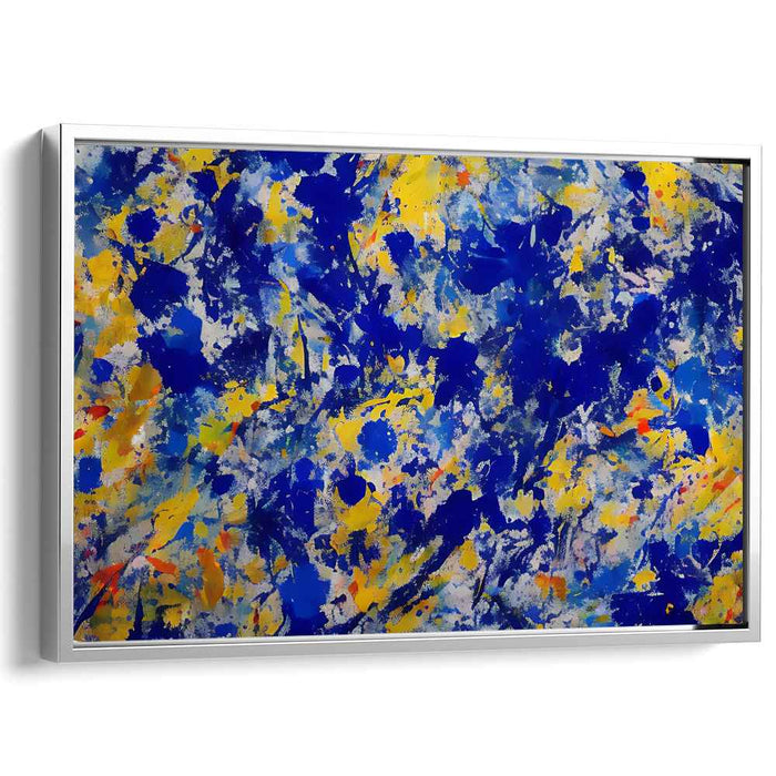Vivid Current Emotions: Abstract Expressionist Blue and Yellow Canvas Art Print