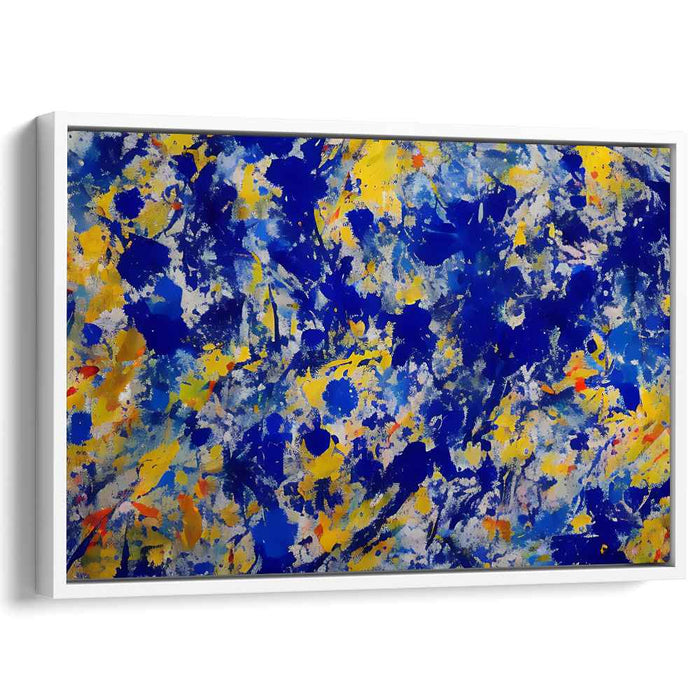 Vivid Current Emotions: Abstract Expressionist Blue and Yellow Canvas Art Print