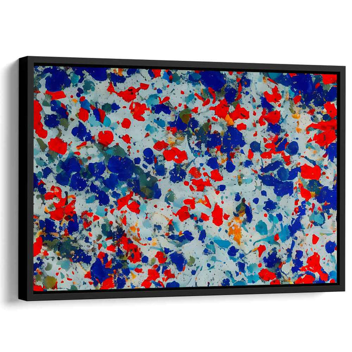 Splattered Harmony: A Symphony in Blue and Red - Abstract Expressionist Canvas Art