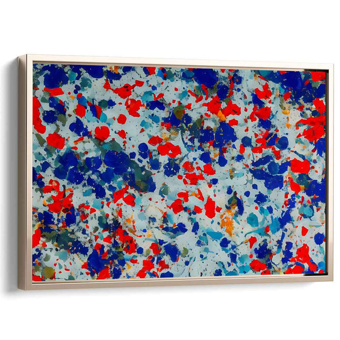 Splattered Harmony: A Symphony in Blue and Red - Abstract Expressionist Canvas Art