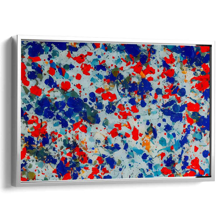 Splattered Harmony: A Symphony in Blue and Red - Abstract Expressionist Canvas Art