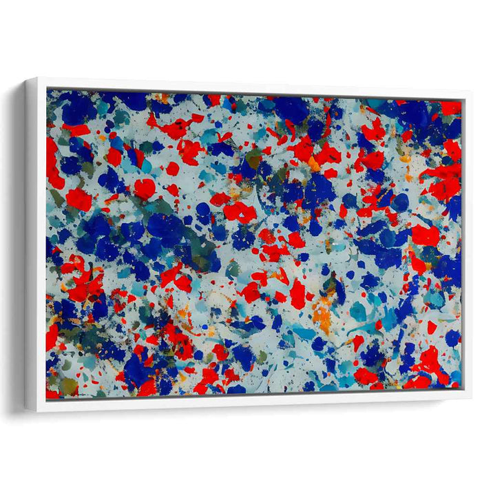 Splattered Harmony: A Symphony in Blue and Red - Abstract Expressionist Canvas Art