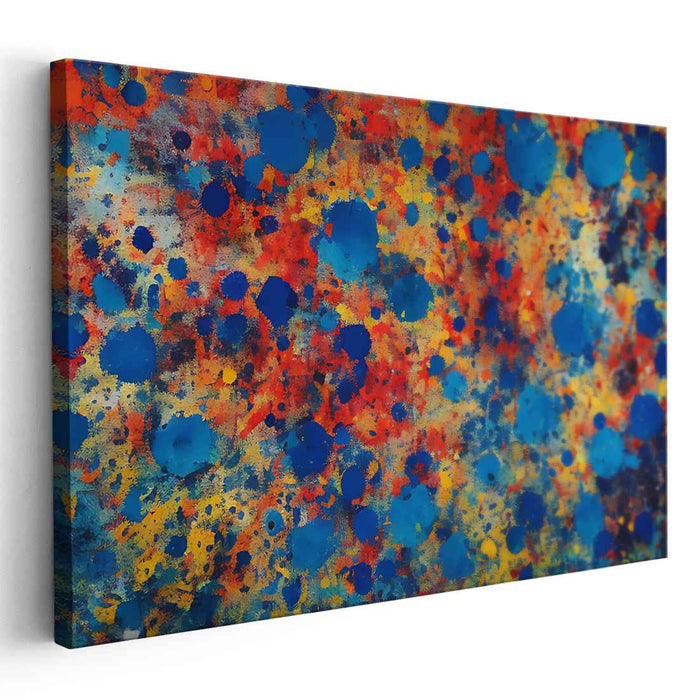 Embers Of Indigo: Abstract Expressionist Blue and Fiery Canvas Art Print