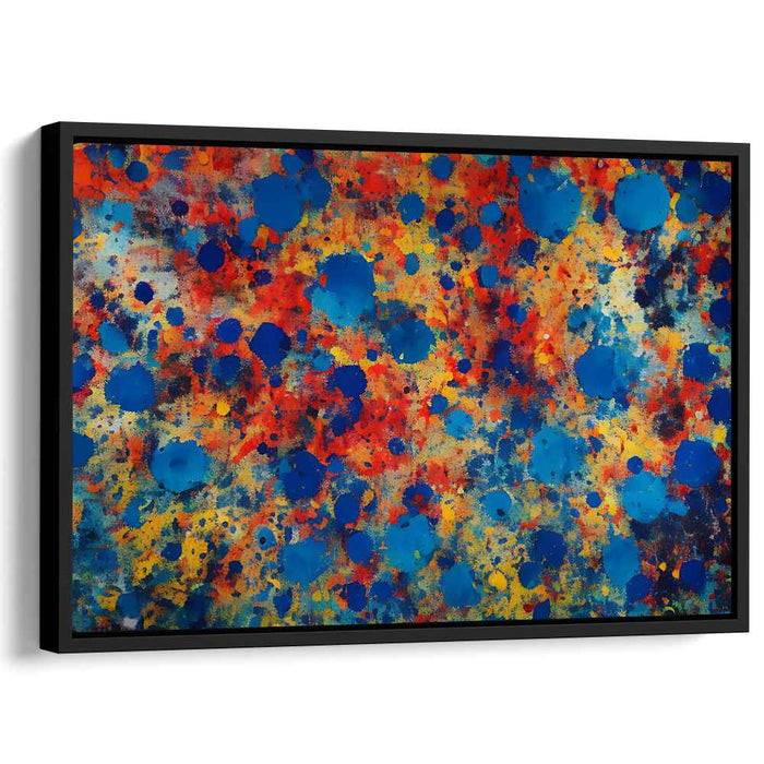 Embers Of Indigo: Abstract Expressionist Blue and Fiery Canvas Art Print